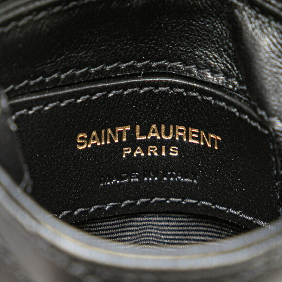 Saint Laurent Lulu Chain Shoulder Bag AirPods Case Wallet Black Gold Leather - Picture 7 of 9